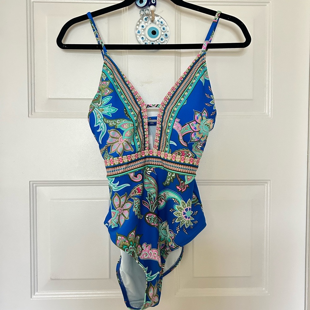 Cupshe Floral Blue One-Piece Swimsuit